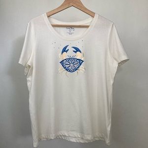 NWT Petite Coral Bay Crab Scoop Neck Tee